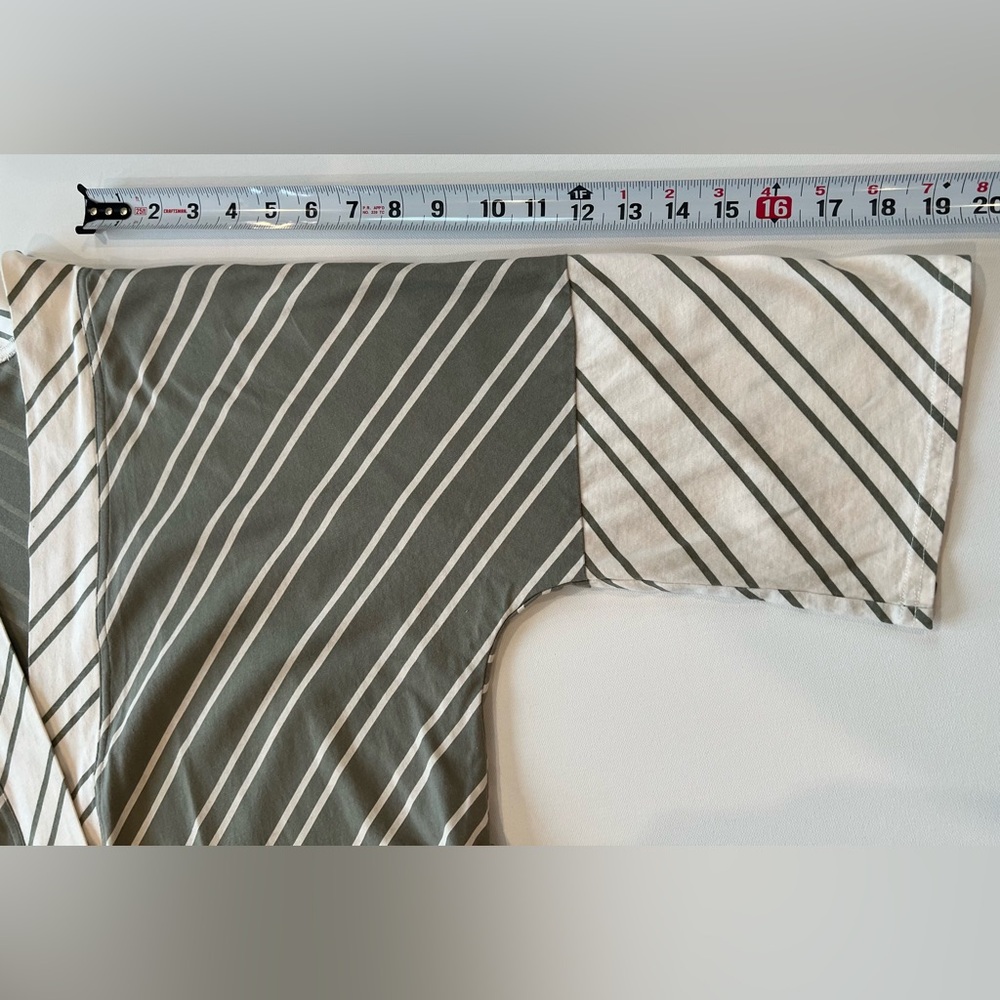 Pact 100% Organic Cotton Olive and Cream Striped Robe 3/4 Sleeve Size XS - Picture 7 of 12